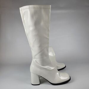 Funtasmas Women's Gogo300 Wide Calf White Boots Patent Leather Size 7